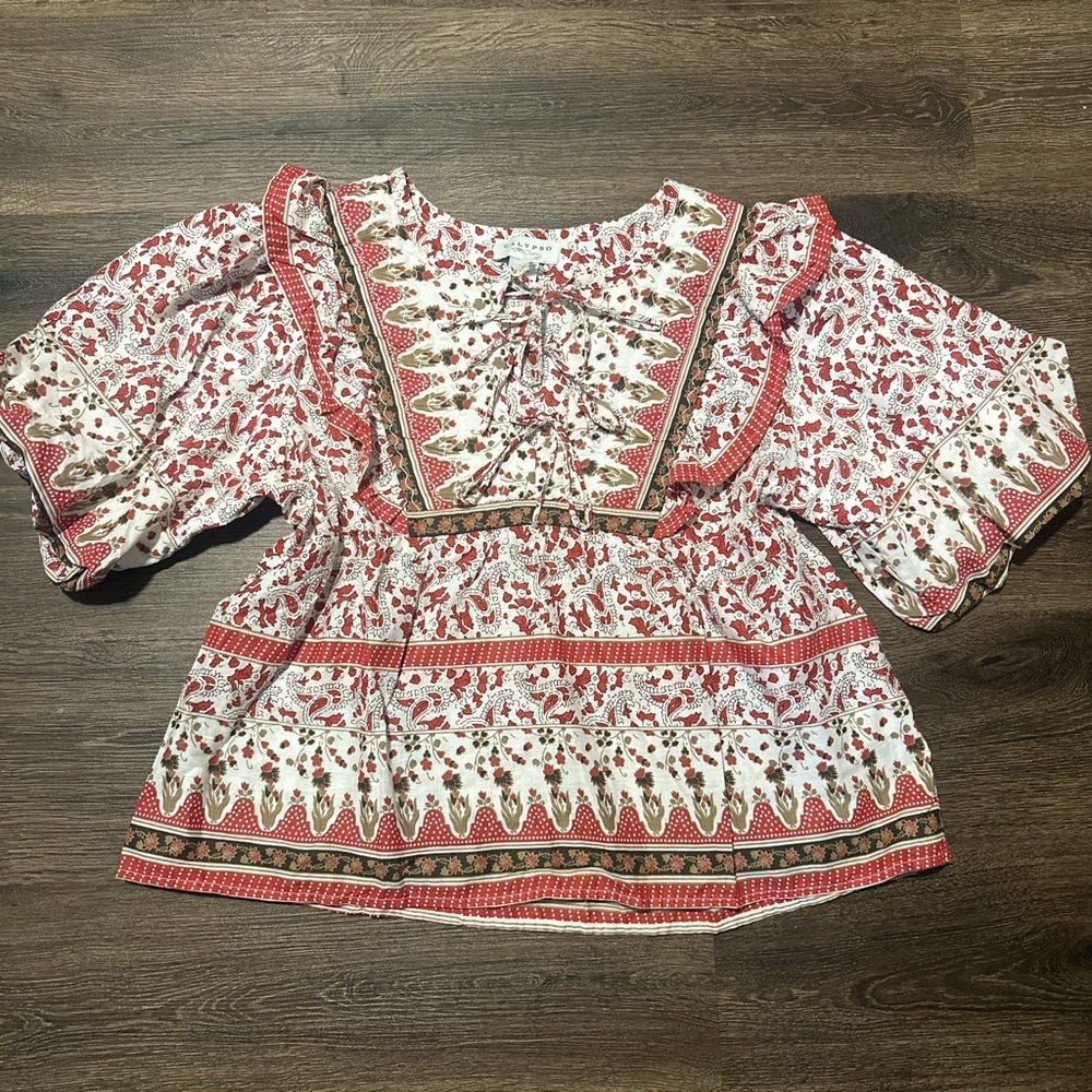 NWT 100% COTTON QUILTED FLORAL BLOUSE
